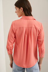 3/4 sleeve shirt with pleats