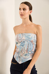 Printed top with ruching