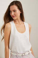 Sleeveless top with sequined front