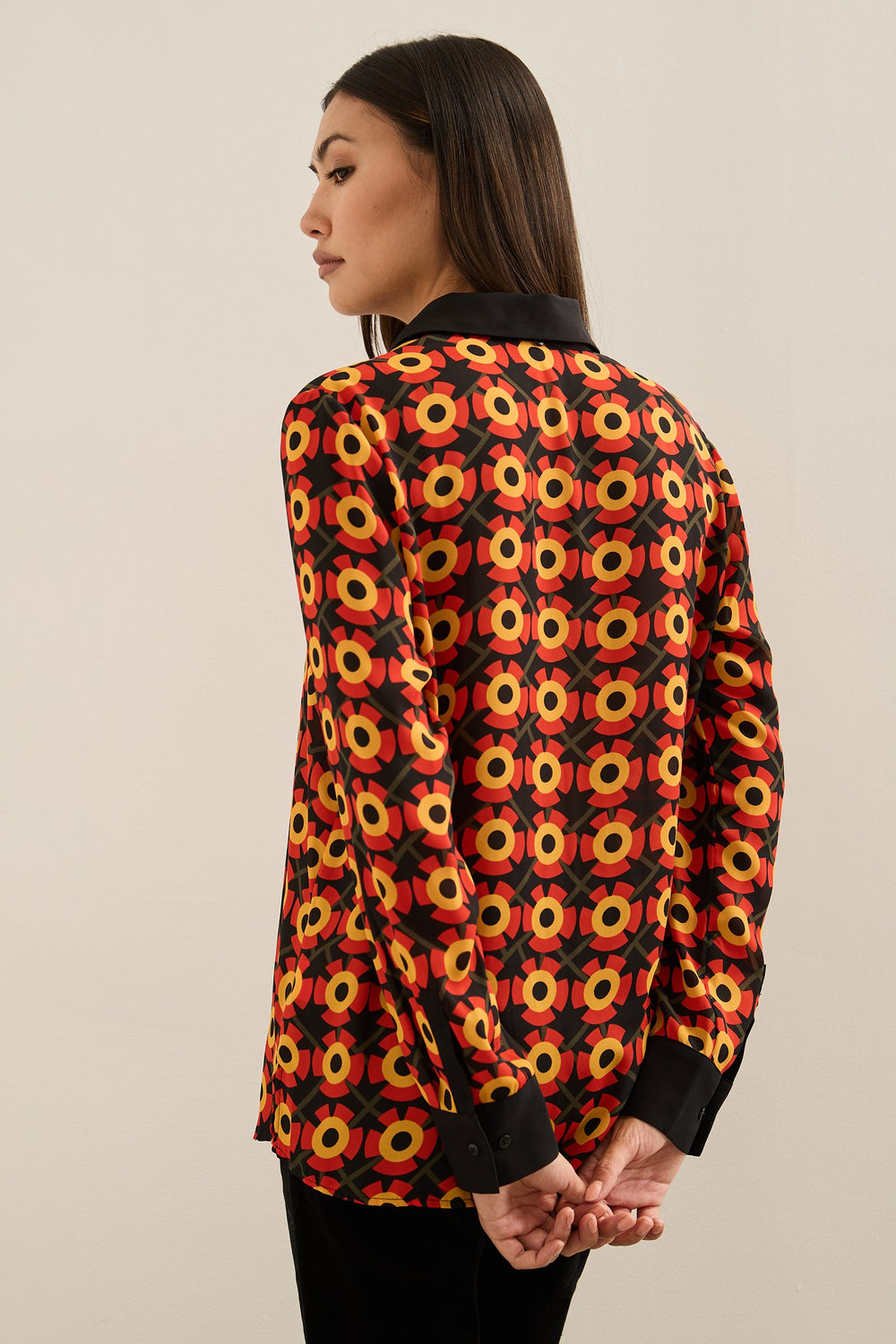 Retro Print Shirt With Contrasting Details