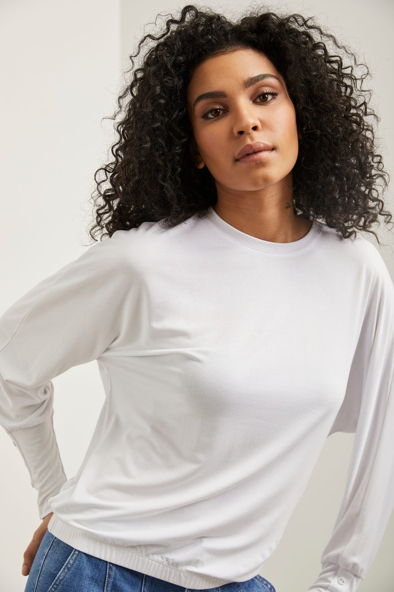 Dolman sleeve top with buttons