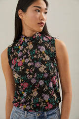 Floral printed micro mesh top