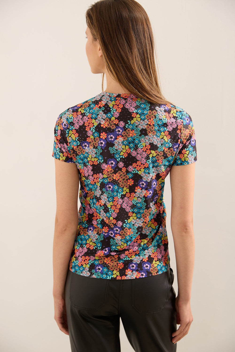 T-shirt imprimé floral col rond