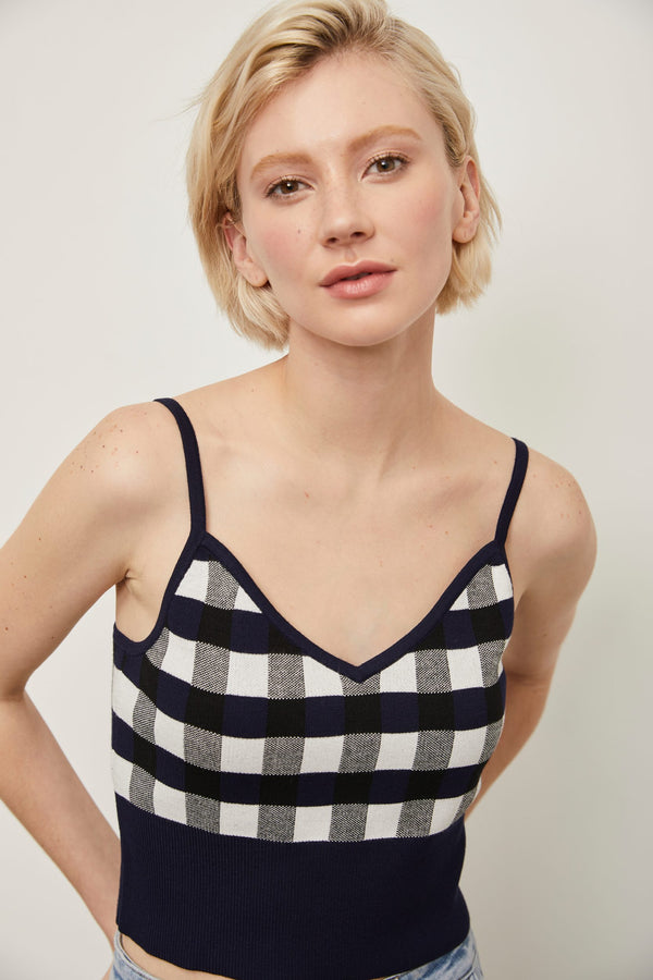 Cropped jacquard cami with adjustable straps