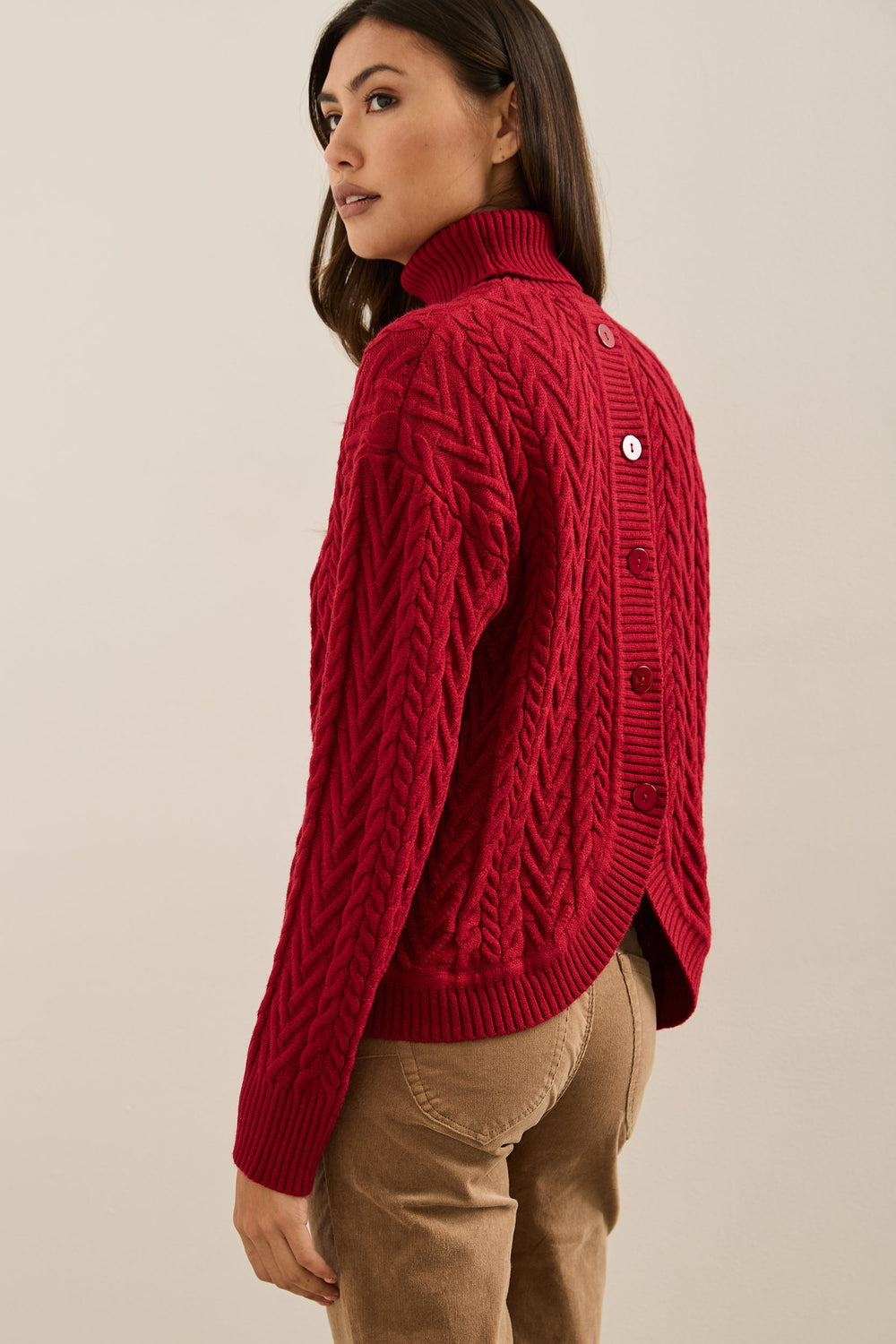 Cable-Knit Turtleneck Sweater