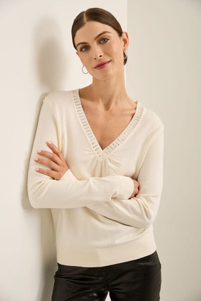 Cream v hotsell neck jumper womens