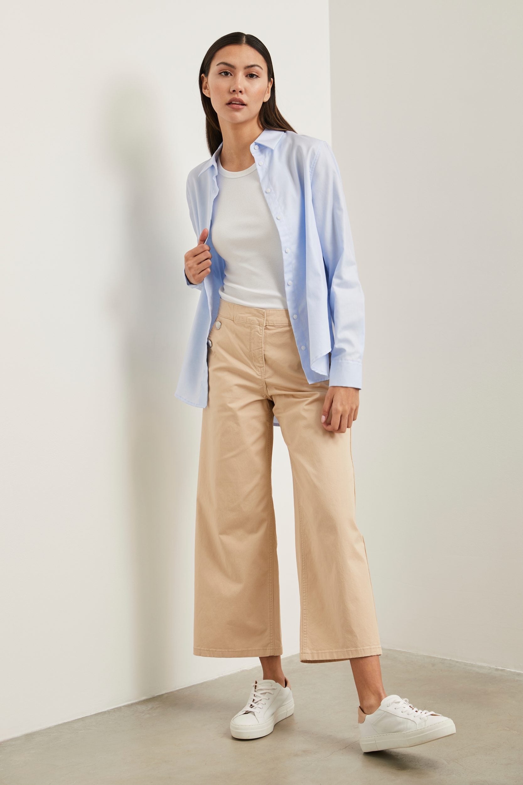 Wide leg high waist cropped pant