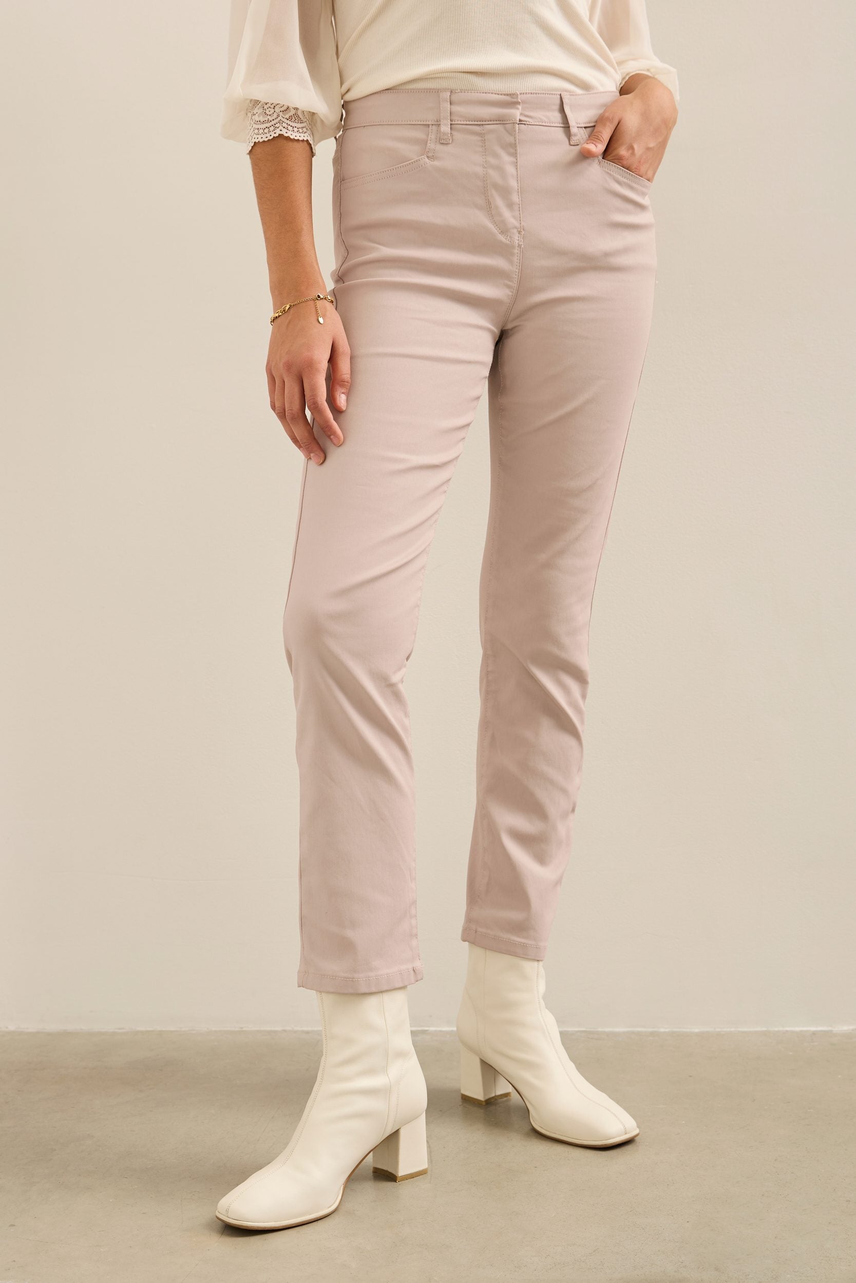 Pantalon taille haute enduit