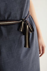 Draped collar Sport Chic dress with sash