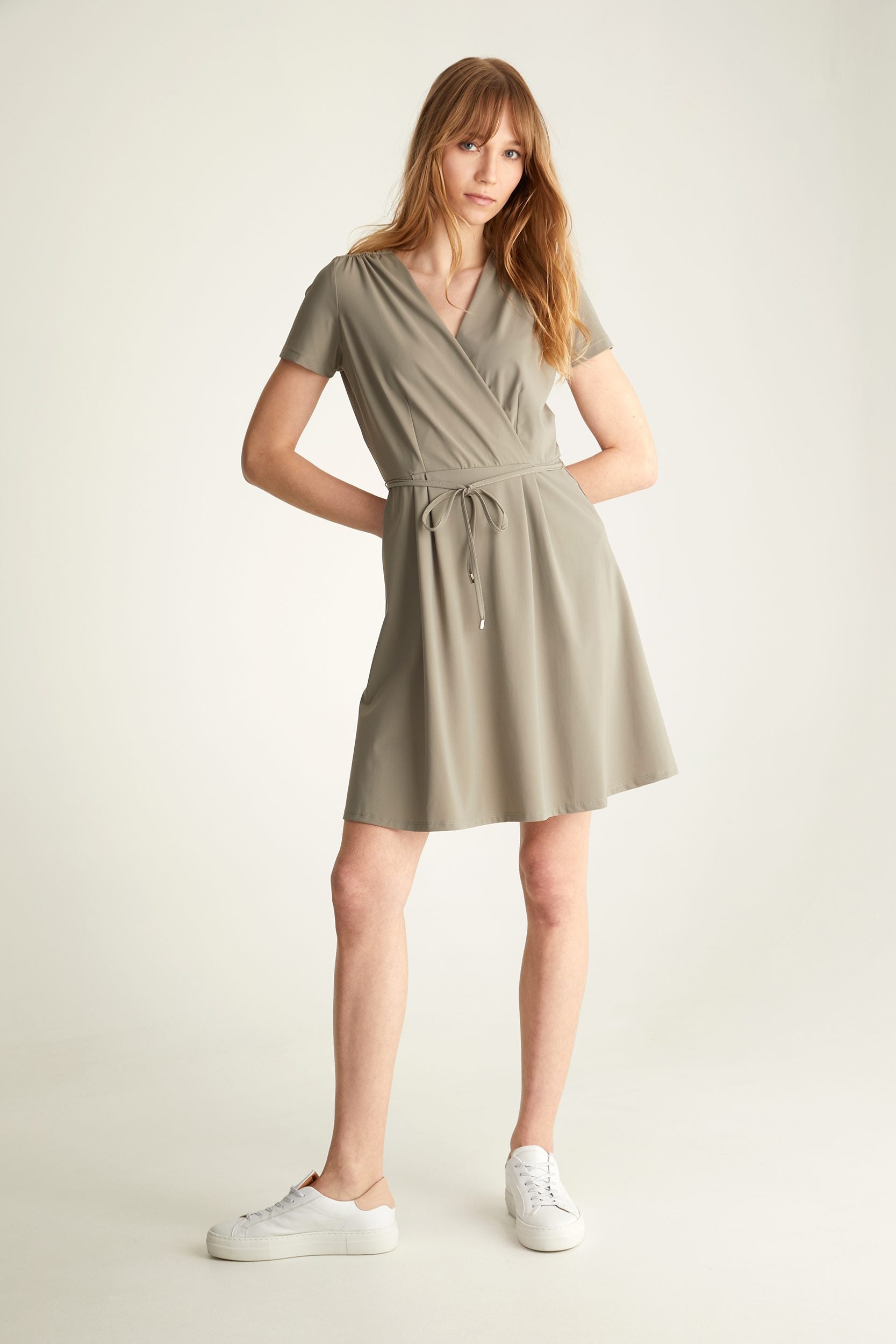 Fit & flare crossed front short sleeve Sport Chic dress