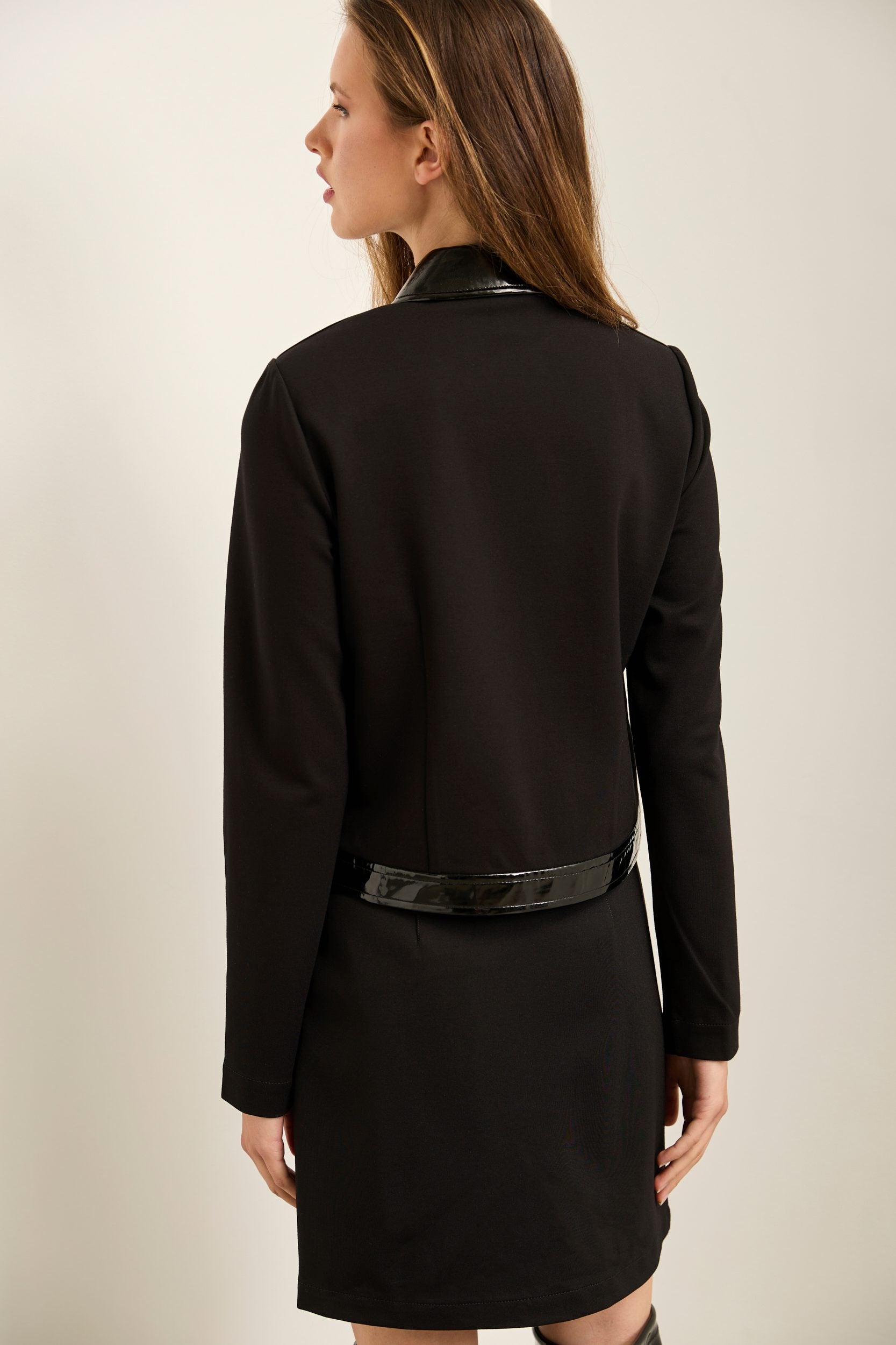 Ponte Jacket With Latex Detail