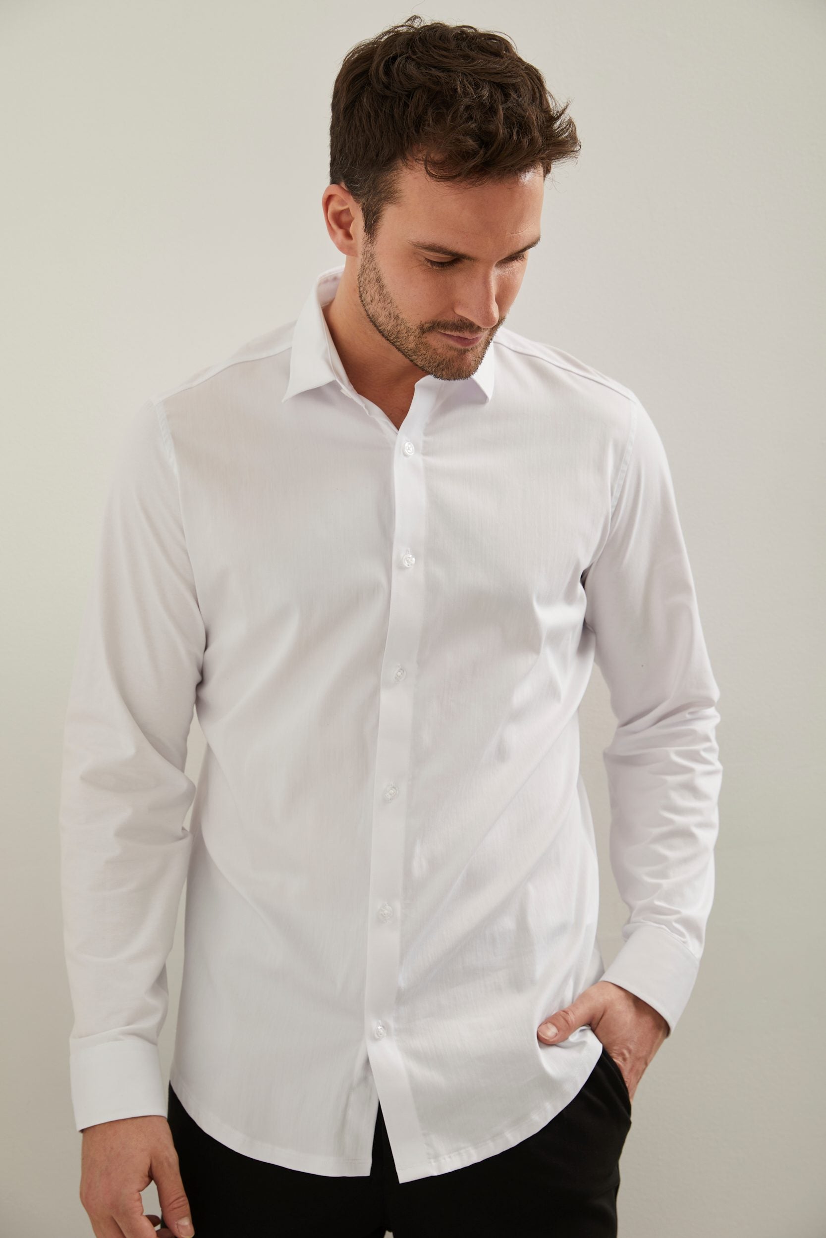 Chemise ajustée bi-matière