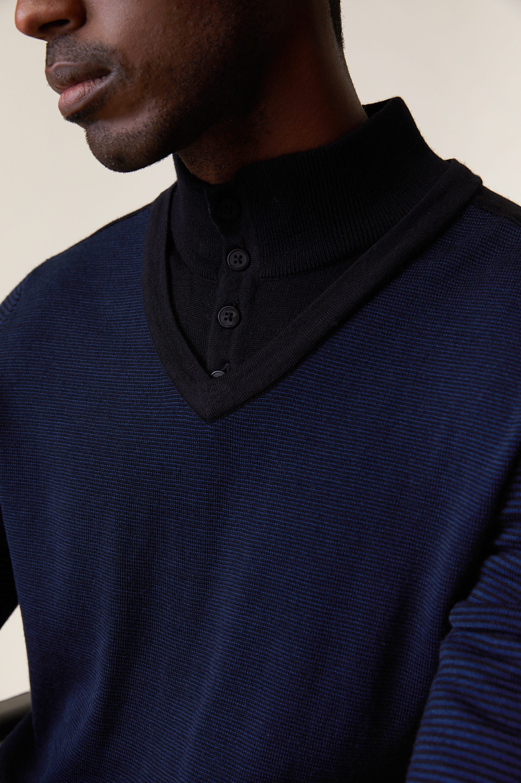 Two tone merino wool 2 in 1 sweater