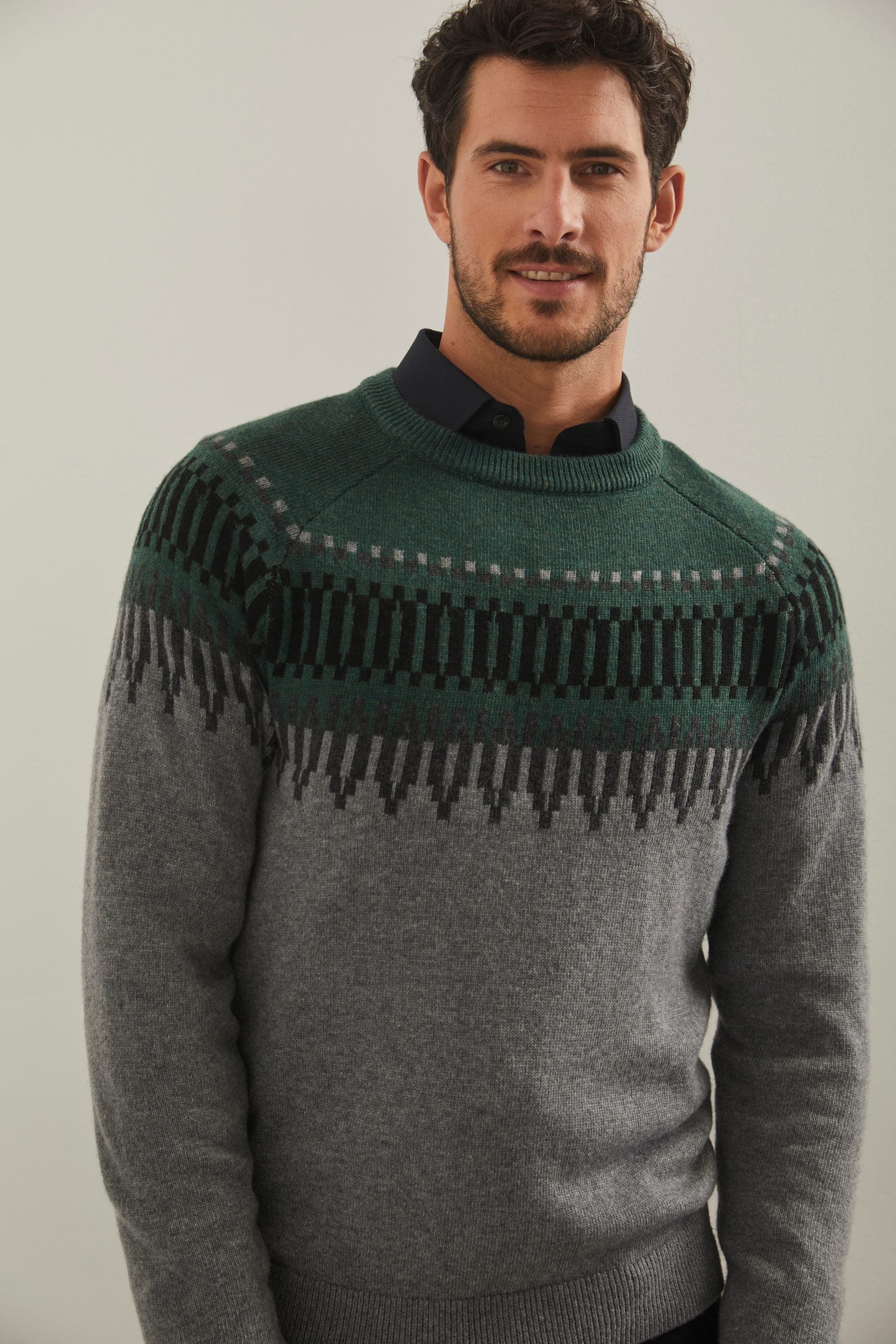 Pull jacquard col rond