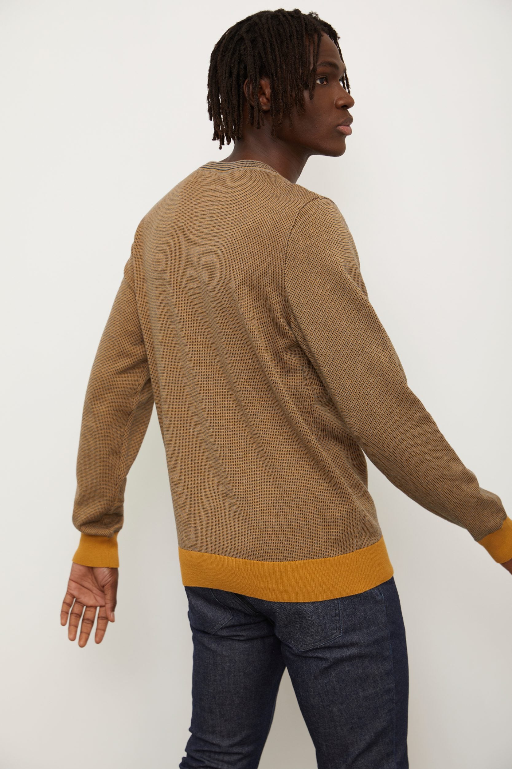 Three tone jacquard sweater