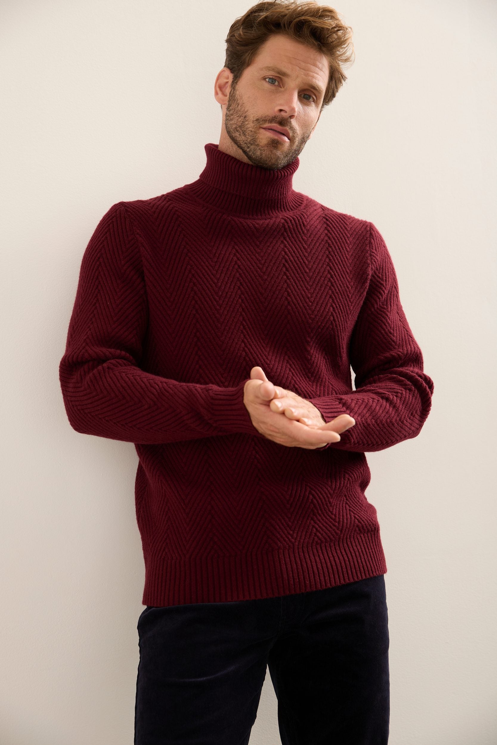 Herringbone Turtle Neck Sweater