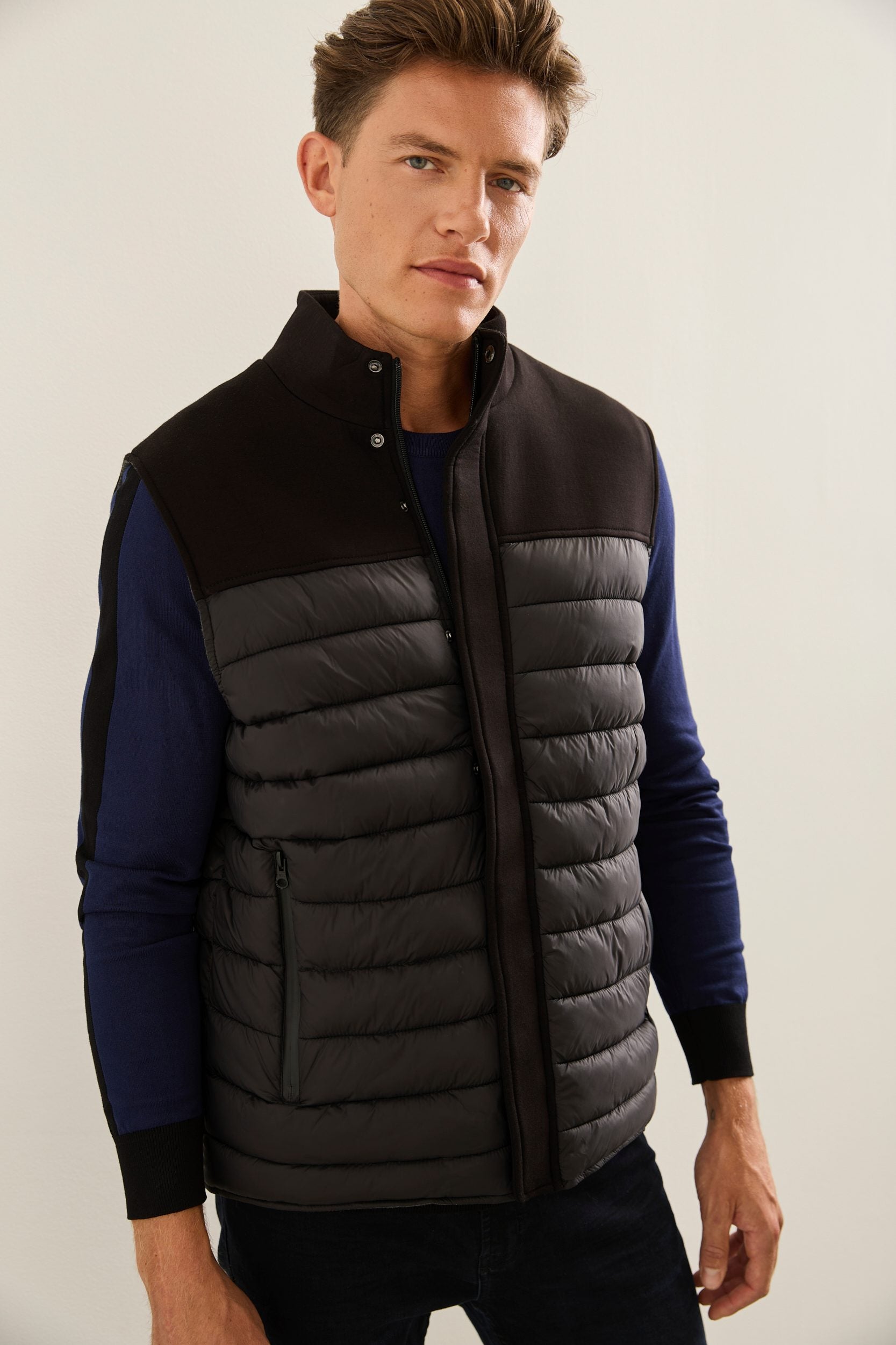 Mixed Fabric Quilted Vest