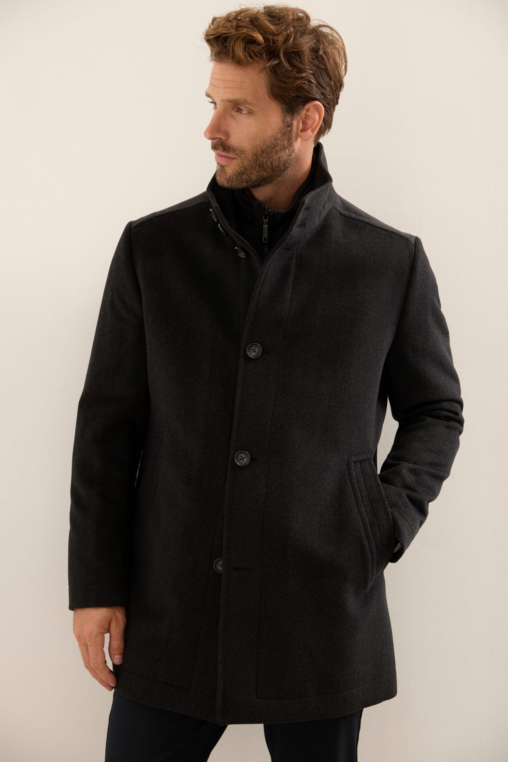 Manteau col montant avec col amovible